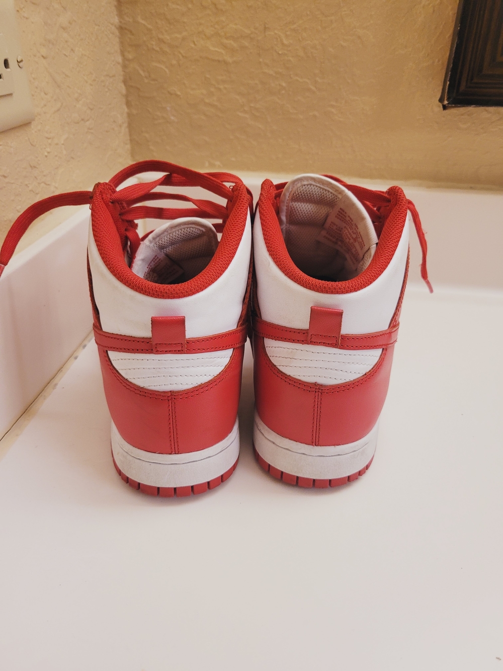 Mens 10 Red and White High-Top Sneakers